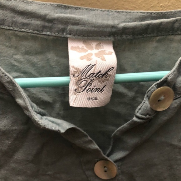 Match Point 100% Linen Blouse Tunic Blue Women's Size Small *Flaw - Picture 2 of 6